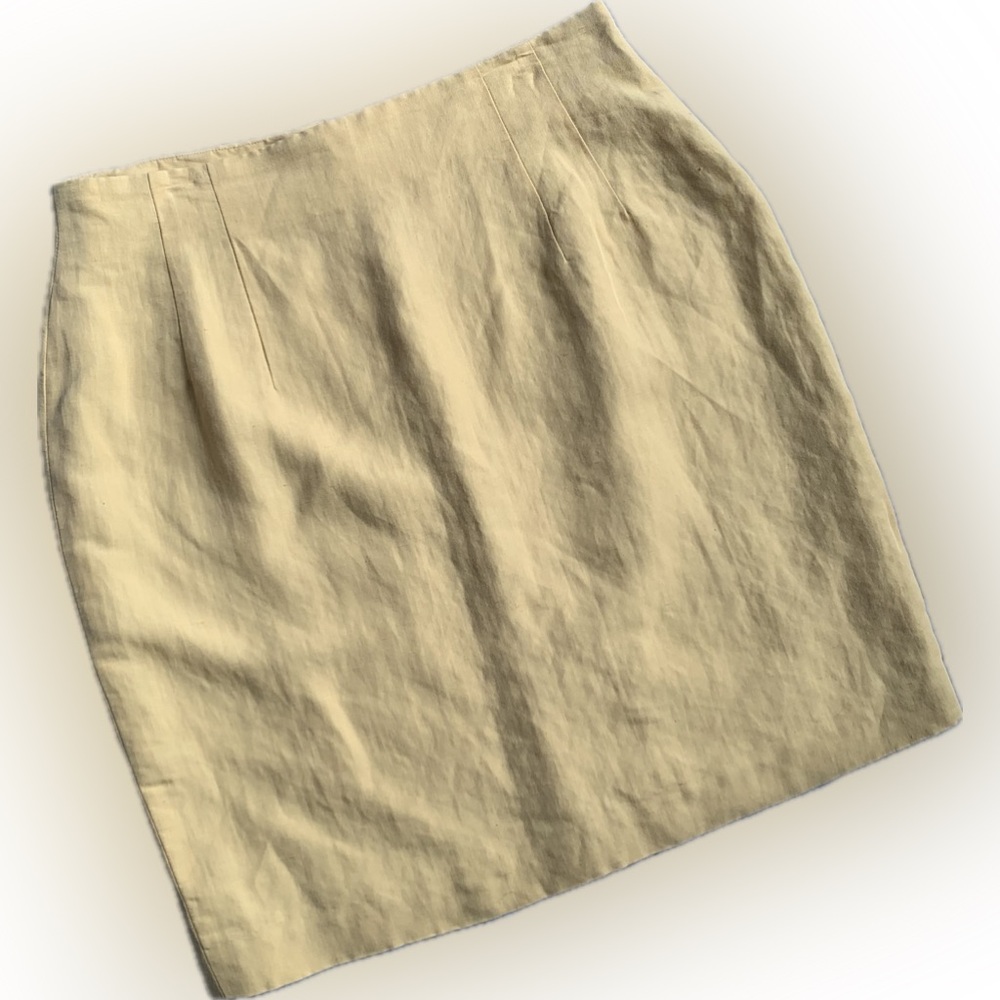 Linen lined soft yellow Skirt  | size 12 | vintage Casual Corner